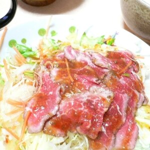 お酢でやわらか・牛肉たたきのカルパッチョ風